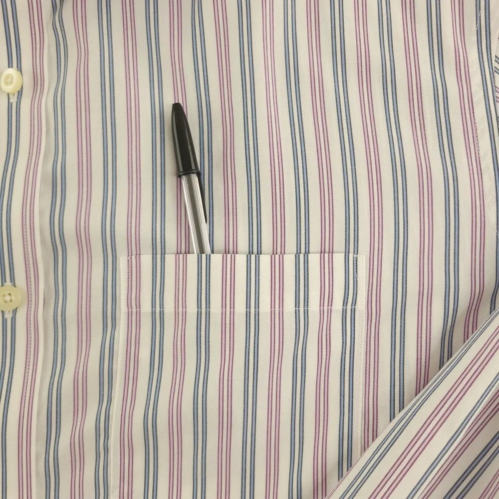 Banana Republic Dress Shirt Mens 16.5 34/35 Multi Stripe Classic Fit Non Iron‎
